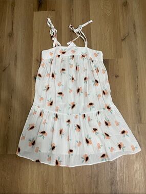 LOFT papaya printed White Tie-Shoulder Swim Coverup